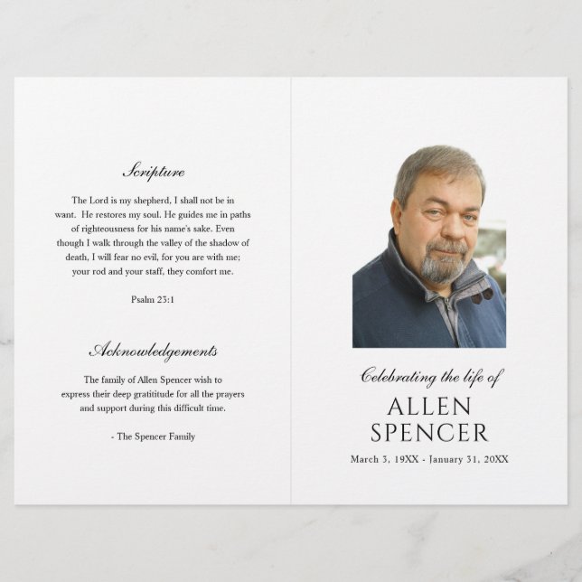 Simple Elegant Modern Funeral Program (Front)