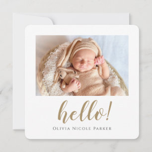 Simple Elegant Modern Gold Custom Girl Boy Birth Announcement