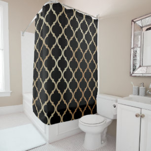 Simple Elegant Modern Gold Moroccan Pattern Shower Curtain