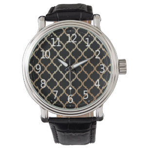 Simple Elegant Modern Gold Moroccan Pattern Watch
