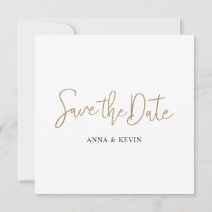 Simple Elegant Modern Gold Script Custom Wedding Save The Date