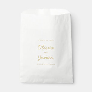 Simple Elegant Modern Gold Script Wedding Hashtag Favour Bags