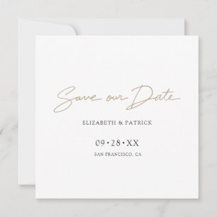 Simple Elegant Modern Gold Script Wedding Save The Date