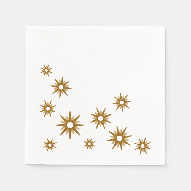 Simple Elegant Modern Gold Stars Napkin (Front)