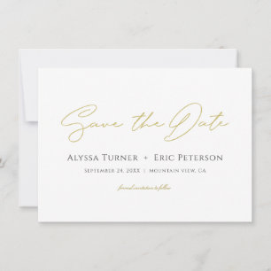 Simple Elegant Modern Gold Wedding Save the Date