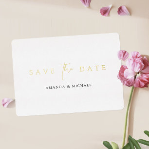 Simple Elegant Modern Gold Wedding Save the Date