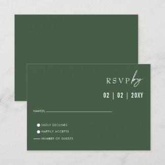 Simple Elegant Modern Green Wedding RSVP Card