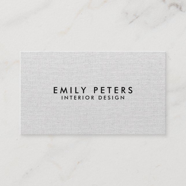 Simple Elegant Modern Grey Linen Professional Business Card (Front)