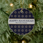 Simple Elegant Modern Hanukkah family Photo Ceramic Tree Decoration<br><div class="desc">Simple Elegant Modern Hanukkah family Photo</div>
