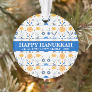 Simple Elegant Modern Hanukkah family Photo Ornament