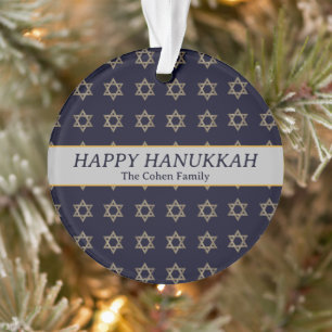 Simple Elegant Modern Hanukkah family Photo Ornament