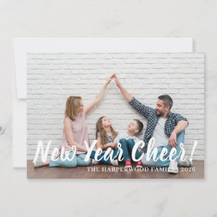 Simple Elegant Modern Happy New Year One Photo Holiday Card