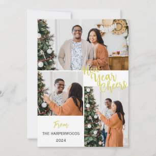 Simple Elegant Modern Happy New Year One Photo Holiday Card