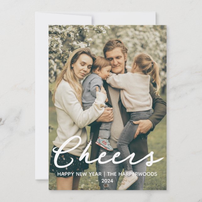 Simple Elegant Modern Happy New Year One Photo Holiday Card (Front)