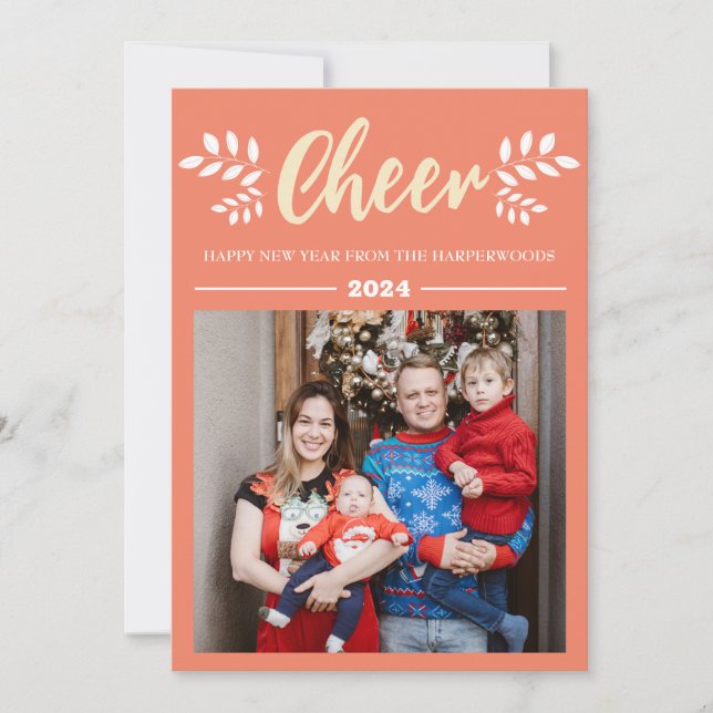 Simple Elegant Modern Happy New Year One Photo Holiday Card (Front)