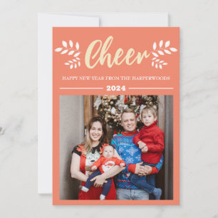 Simple Elegant Modern Happy New Year One Photo Holiday Card