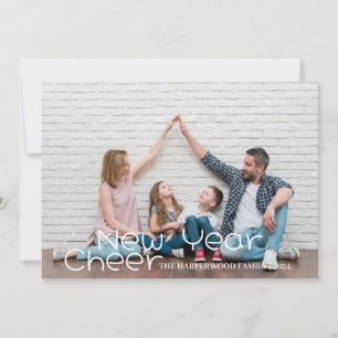 Simple Elegant Modern Happy New Year One Photo Holiday Card