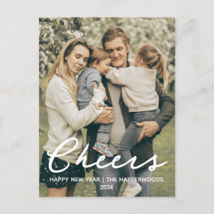 Simple Elegant Modern Happy New Year One Photo Holiday Postcard