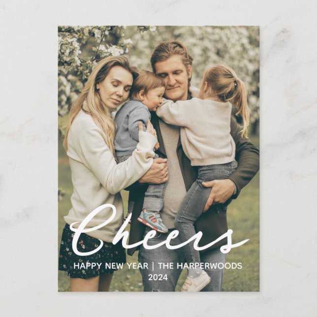 Simple Elegant Modern Happy New Year One Photo Holiday Postcard (Front)