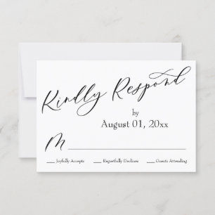 Simple, Elegant, Modern Kindly Respond RSVP Card