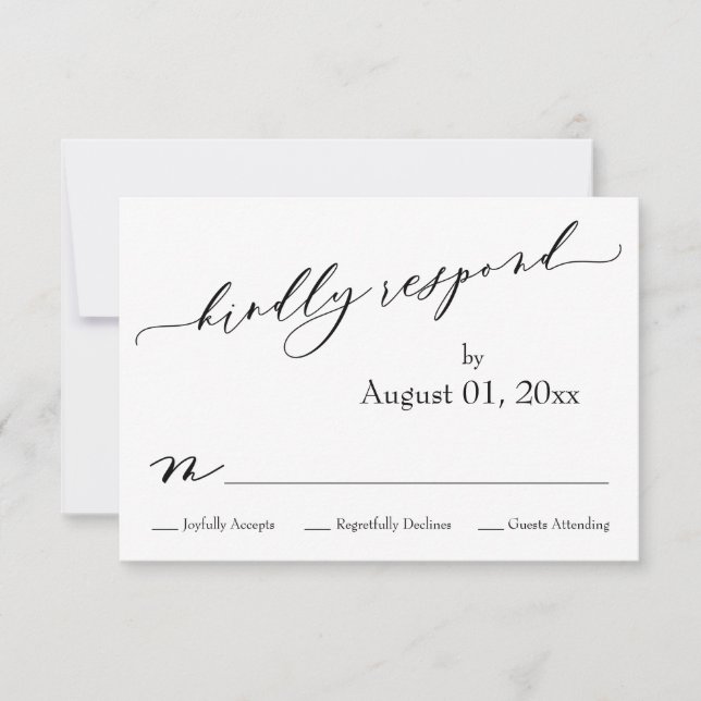 Simple, Elegant, Modern Kindly Respond RSVP Card (Front)