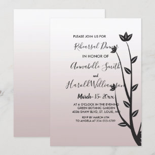 Simple Elegant Modern leaves Rehearsal Dinner Invitation