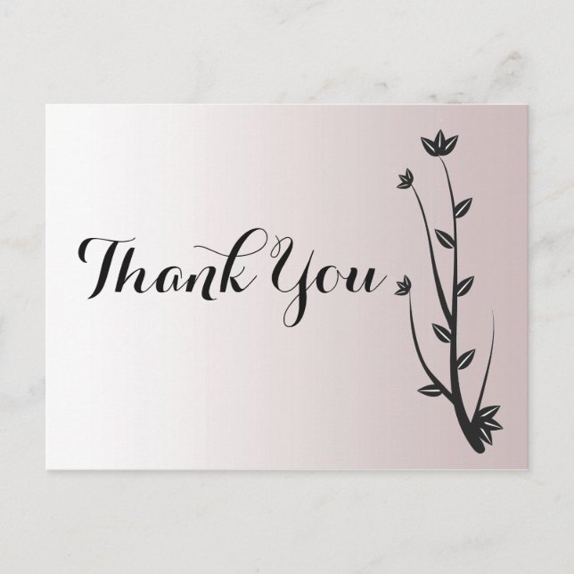 Simple Elegant Modern leaves Thank you Postcard (Front)