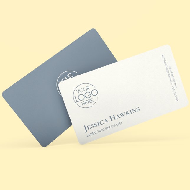 Simple Elegant Modern Logo Dusty Blue Professional Business Card (Creator Uploaded)