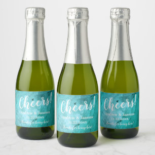 Simple Elegant Modern Marble Party Cheers Wedding  Sparkling Wine Label