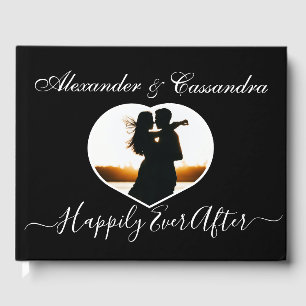 Simple Elegant modern Minimal Black White wedding  Guest Book