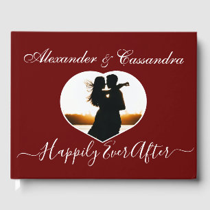 Simple Elegant Modern Minimal Burgundy Red wedding Guest Book