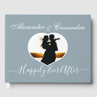 Simple Elegant Modern Minimal Dusty Blue wedding Guest Book