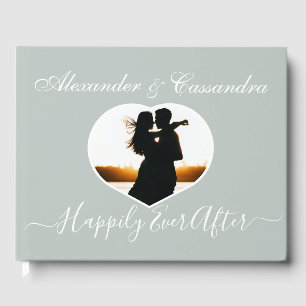 Simple Elegant modern Minimal Eucalyptus Green wed Guest Book