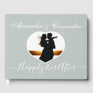 Simple Elegant modern Minimal Eucalyptus Green wed Guest Book