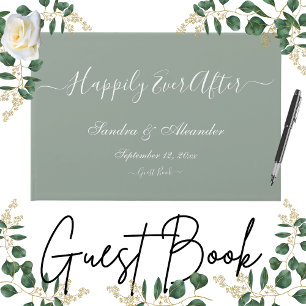 Simple Elegant Modern Minimal Sage Green wedding  Guest Book