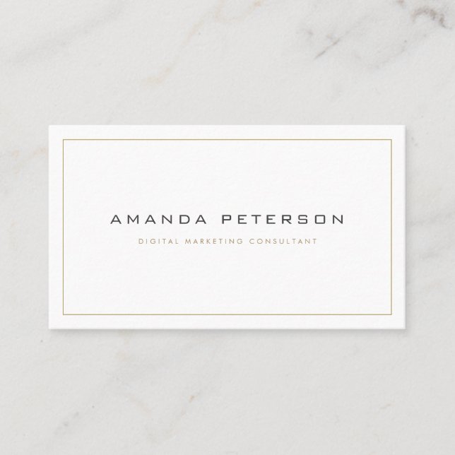 Simple Elegant Modern Minimalist Gold and Grey Business Card (Front)