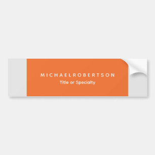 Simple Elegant Modern Minimalist Grey Orange Bumper Sticker