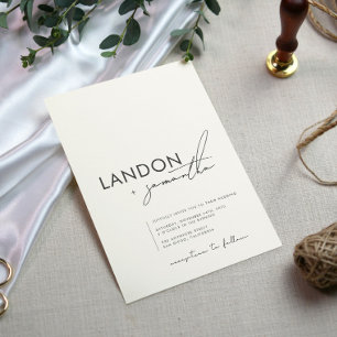 Simple Elegant Modern Minimalist Ivory Wedding Invitation