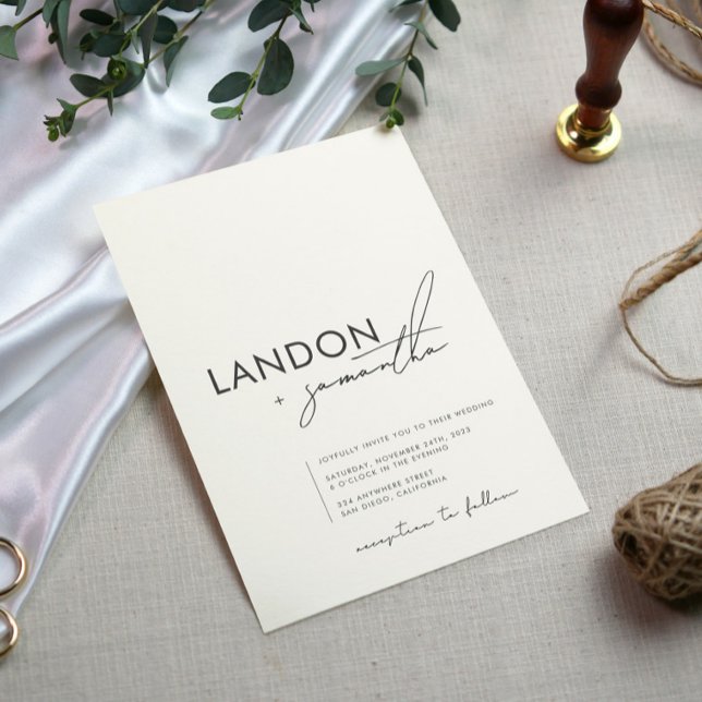 Simple Elegant Modern Minimalist Ivory Wedding Invitation (Creator Uploaded)