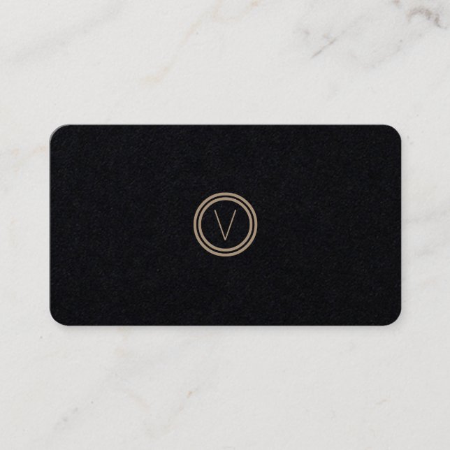 Simple Elegant Modern Monogram | Black Paper Business Card (Front)