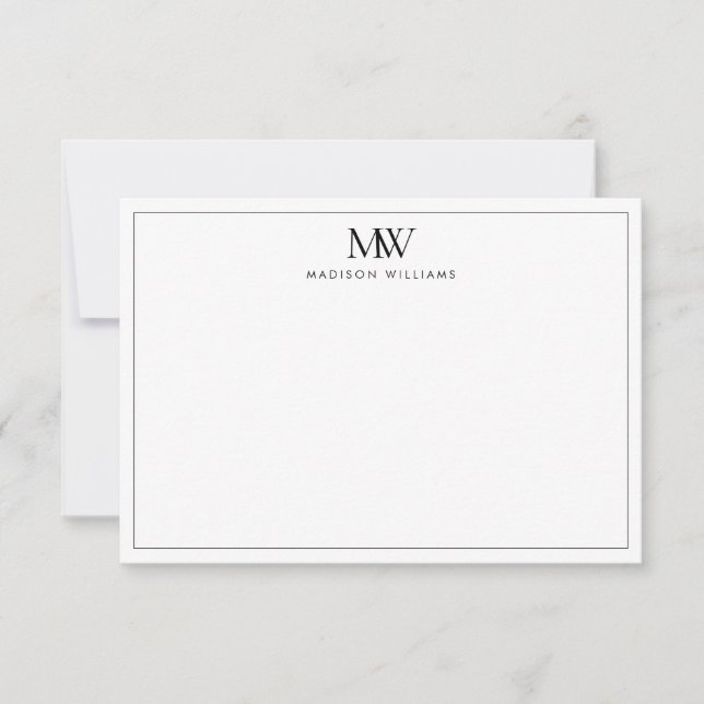 Simple Elegant Modern Monogram Card (Front)