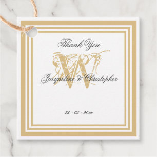 Simple Elegant Modern Monogram Thank You Favour Tags