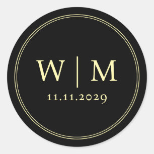 Simple Elegant Modern Monogrammed Wedding Classic Round Sticker