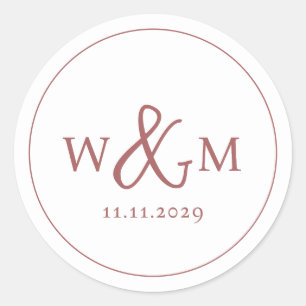 Simple Elegant Modern Monogrammed Wedding Classic Round Sticker