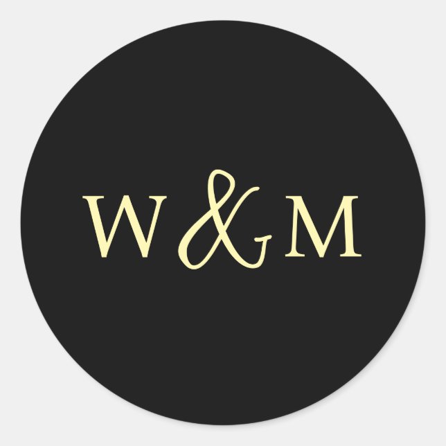Simple Elegant Modern Monogrammed Wedding Classic Round Sticker (Front)