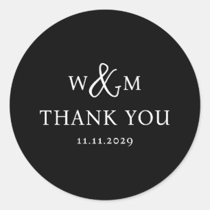 Simple Elegant Modern Monogrammed Wedding Classic Round Sticker