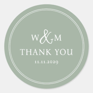 Simple Elegant Modern Monogrammed Wedding Classic Round Sticker