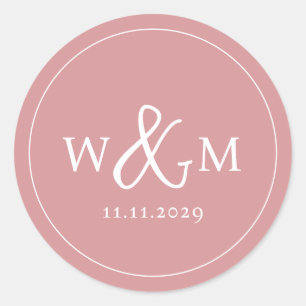 Simple Elegant Modern Monogrammed Wedding Classic Round Sticker