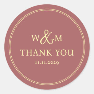 Simple Elegant Modern Monogrammed Wedding Classic Round Sticker