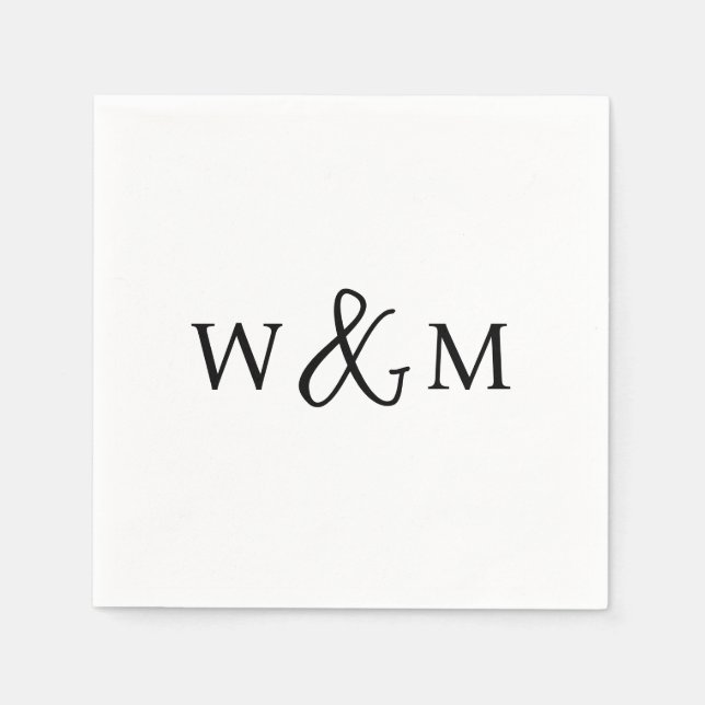 Simple Elegant Modern Monogrammed Wedding Napkin (Front)